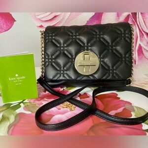 Kate Spade Quilted Black and Gold Crossbody Bag